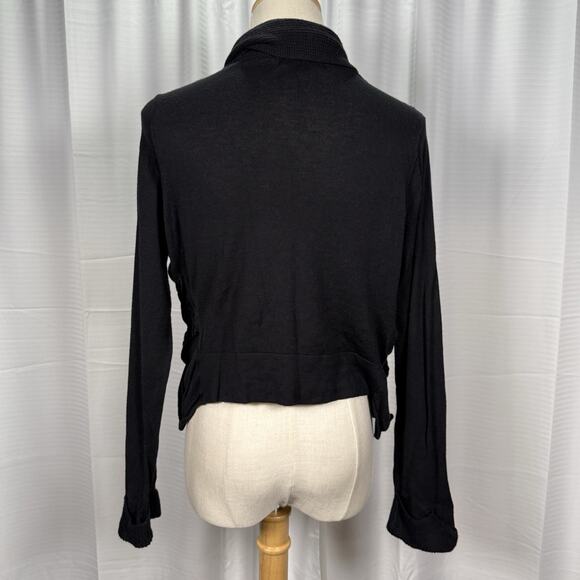 HIROKO KOSHINO Black Smocked Textured Cardigan Women's Size 40 US Small - Picture 4 of 10
